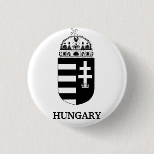 Hungarian Coat of Arms Contemporary Monochrome Art 3 Cm Round Badge