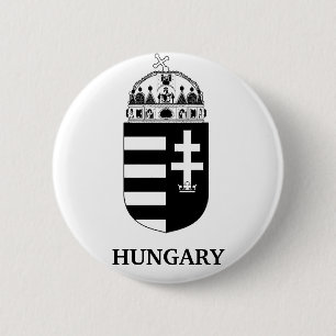 Hungarian Coat of Arms Contemporary Monochrome Art 6 Cm Round Badge