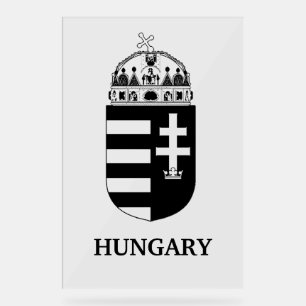 Hungarian Coat of Arms Contemporary Monochrome Art Acrylic Sign