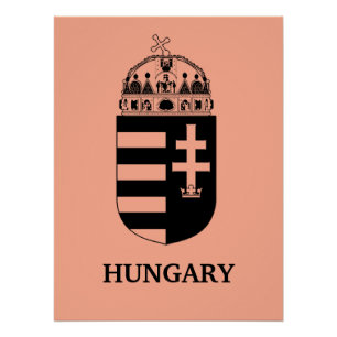 Hungarian Coat of Arms Contemporary Monochrome Art Poster