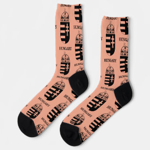Hungarian Coat of Arms Contemporary Monochrome Art Socks