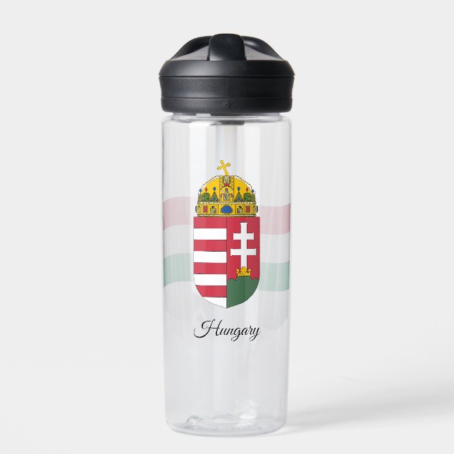 Hungarian Coat of Arms, Flag, Hungary Water Bottle (Front)