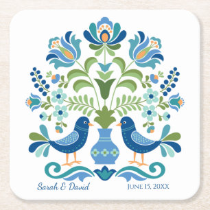 Hungarian Design Blue Birds Coaster