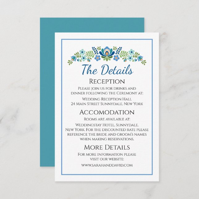 Hungarian Design Blue Birds Enclosure Card (Front/Back)