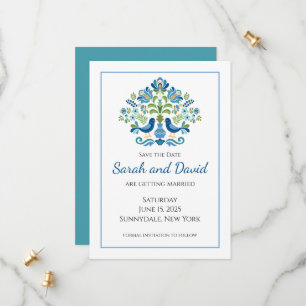 Hungarian Design Blue Birds Save The Date