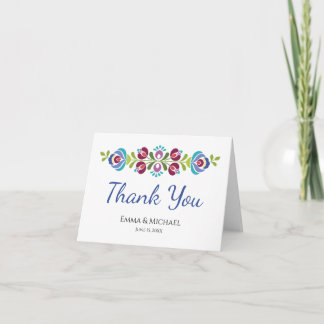 Hungarian Design Violet Floral Wedding Card