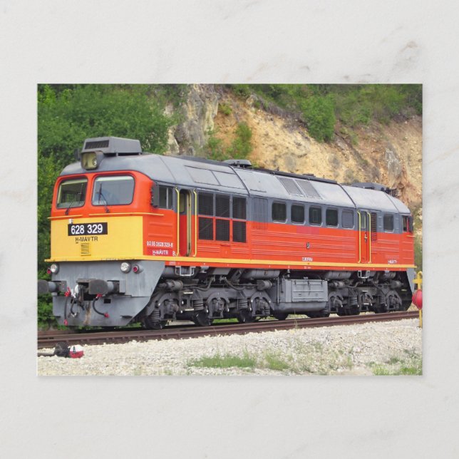Hungarian Diesel Locomotive M62 Train Postcard (Front)