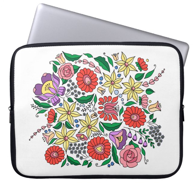 Hungarian embroidery inspired laptop sleeve (Front)