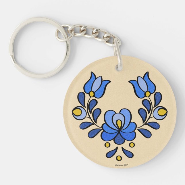 Hungarian Embroidery Pattern - Acrylic Keychain (Front)