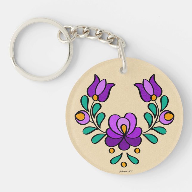 Hungarian Embroidery Pattern - Acrylic Keychain (Front)