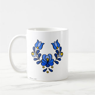 Hungarian Embroidery Pattern, "Matyó" -blue Coffee Mug
