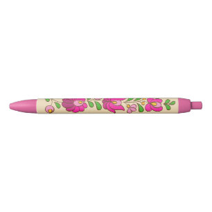 Hungarian Embroidery Pattern, "Matyó" Blue Ink Pen