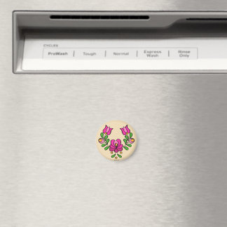 Hungarian Embroidery Pattern, "Matyó" - pink Magnet