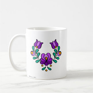 Hungarian Embroidery Pattern, "Matyó" -purple Coffee Mug