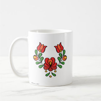 Hungarian Embroidery Pattern, "Matyó" - red Coffee Mug