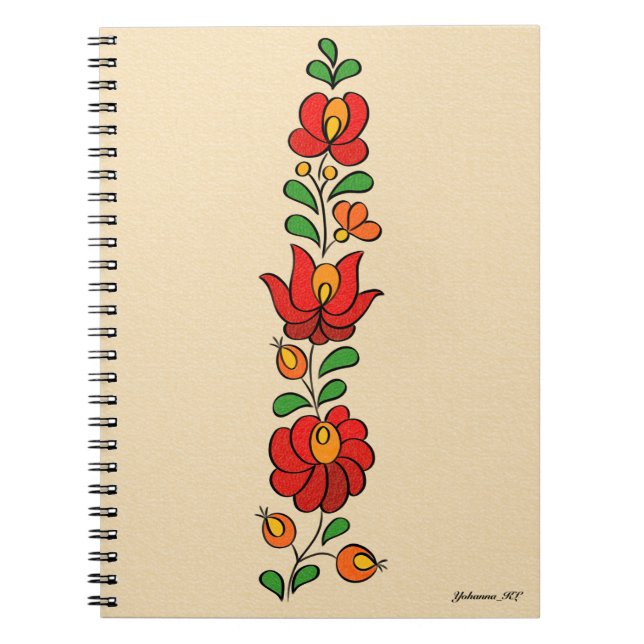 Hungarian Embroidery Pattern, "Matyó" - red Notebook (Front)