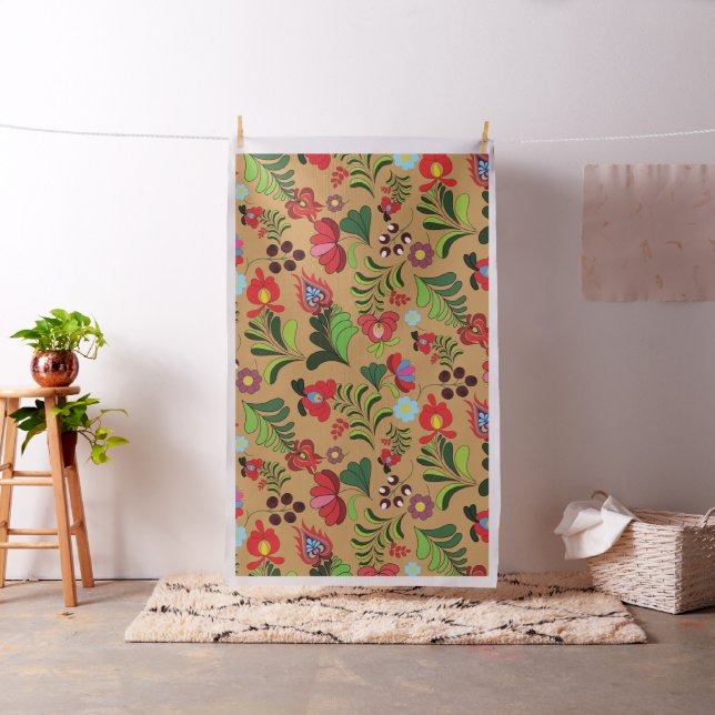 Hungarian Ethnic Folk Botanical Art Fabric (In Situ)