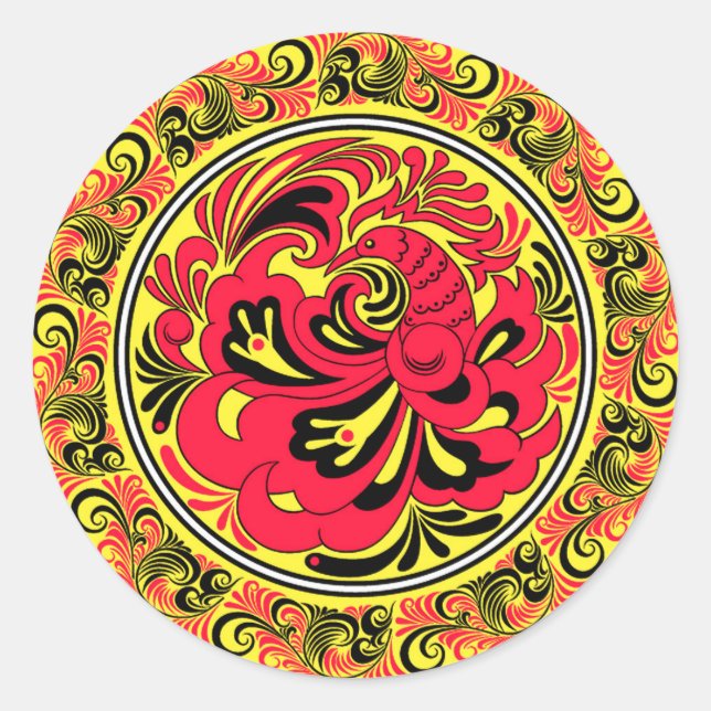 Hungarian Firebird Ceramic Plate Classic Round Sticker (Front)