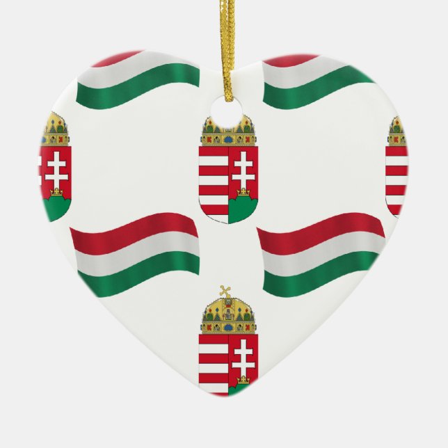 Hungarian Flag and Crest Ceramic Tree Decoration (Front)