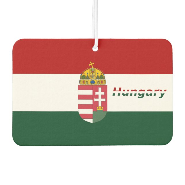 Hungarian flag-coat of arms car air freshener (Front)