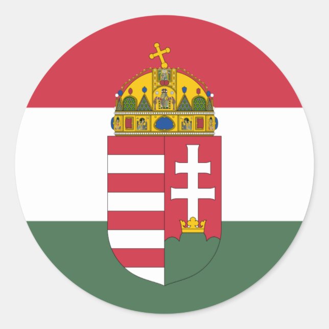 Hungarian Flag & Coat of Arms, Flag of Hungary Classic Round Sticker (Front)