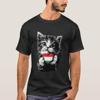 Hungarian Flag Cute Cat Heart Hungarian Pride Hung T-Shirt