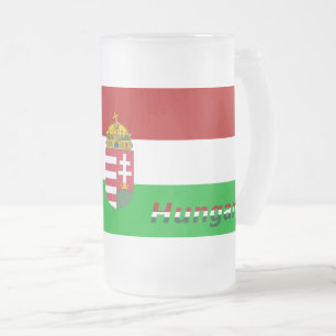 Hungarian flag frosted glass beer mug
