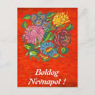 Hungarian floral in sunset impression postcard