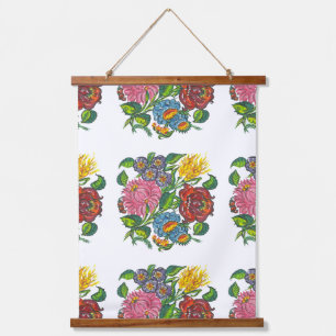 Hungarian Floral - kalocsai motifs  Hanging Tapestry