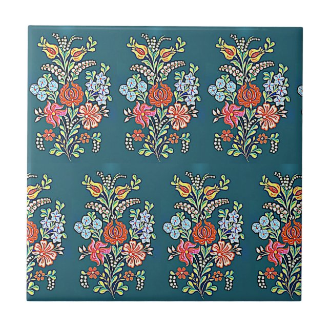 Hungarian Floral Pattern Tile (Front)