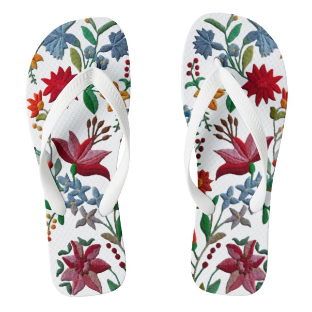 Hungarian Flower Footwear Flip Flops (Footbed)