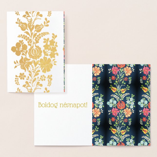 Hungarian flowers - golden luxury foil card (Display)
