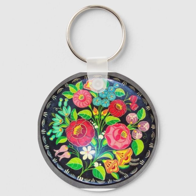 Hungarian Flowers Key Ring (Front)