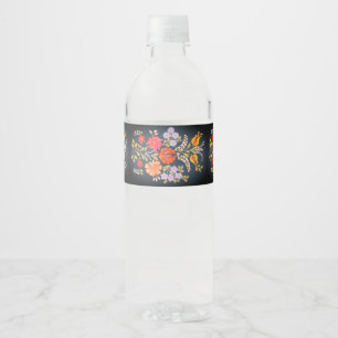 hungarian flowers -vibrant colors water bottle label