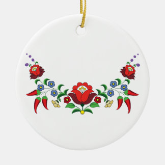 Hungarian folk art floral  ceramic ornament