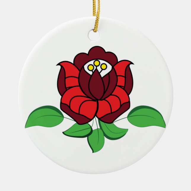 Hungarian folk art floral ceramic tree decoration (Front)