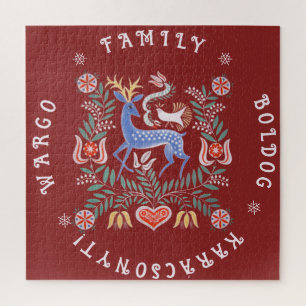 Hungarian Folk Art Merry Christmas Jigsaw Puzzle