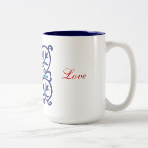 Hungarian Folk Blue Embroidery Two-Tone Coffee Mug