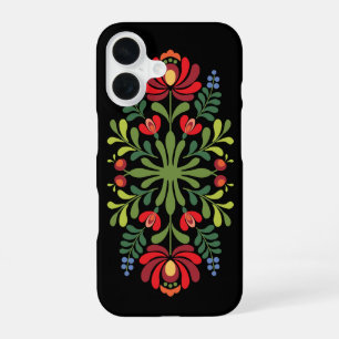 Hungarian Folk Design Red and Pink iPhone 16 Case