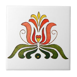Hungarian Folk Flower Tile