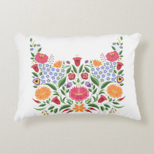 Hungarian folk pattern – Kalocsa embroidery flower Decorative Cushion