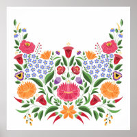 Hungarian folk pattern – Kalocsa embroidery flower