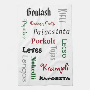 Hungarian Foods White Kitchen Tea Towel
