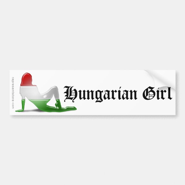 Hungarian Girl Silhouette Flag Bumper Sticker (Front)