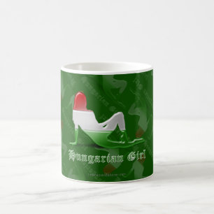 Hungarian Girl Silhouette Flag Coffee Mug