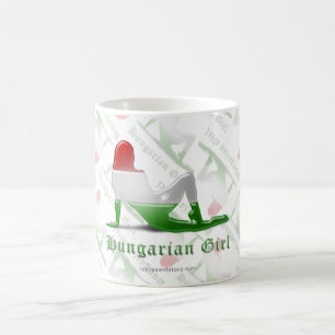 Hungarian Girl Silhouette Flag Coffee Mug