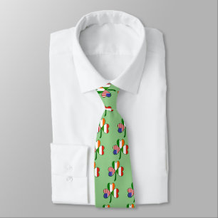 Hungarian Irish American Shamrock Flag Personalise Tie