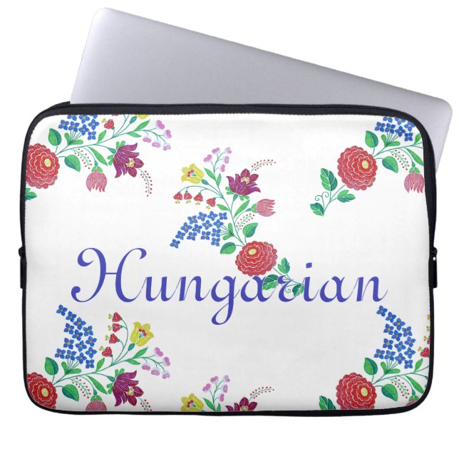  Hungarian Kalocsa Embroidery Folk Art Laptop Sleeve (Front)