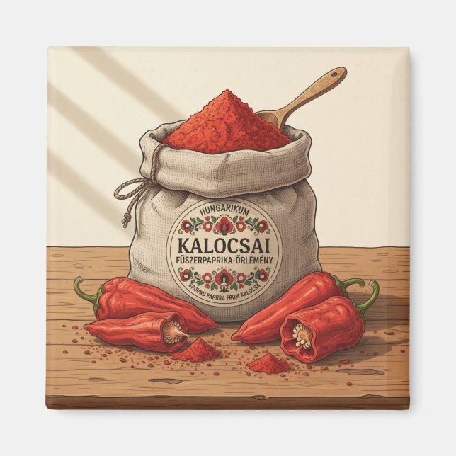 Hungarian Kalocsai Paprika – Red Paprika Powder  Magnet (Front)