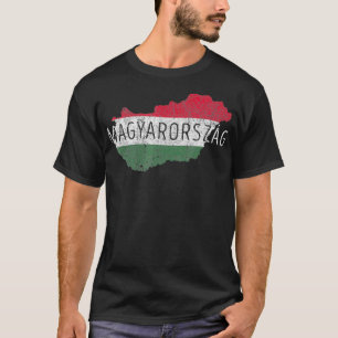 Hungarian Map and Flag Souvenir Distressed T-Shirt